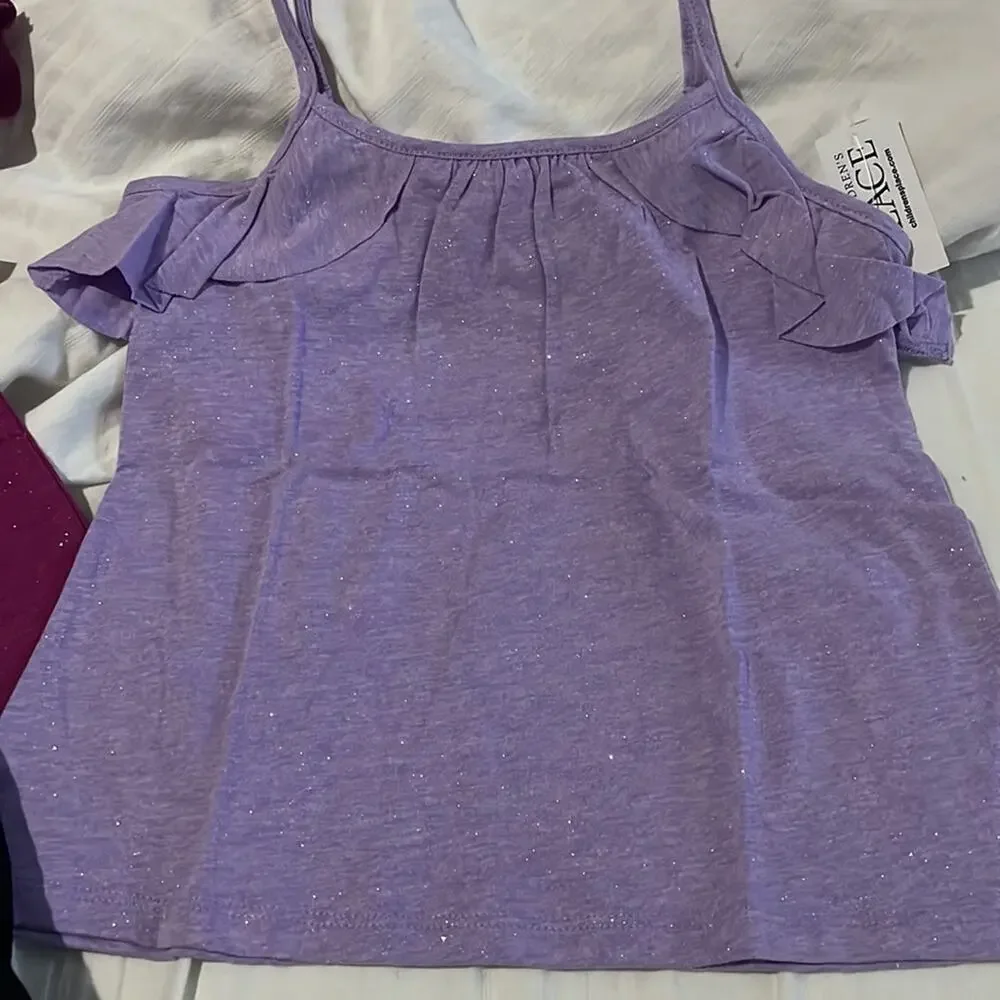 Childrens place xs 4 same top 3 colors tank with ruffled shoulder nwt